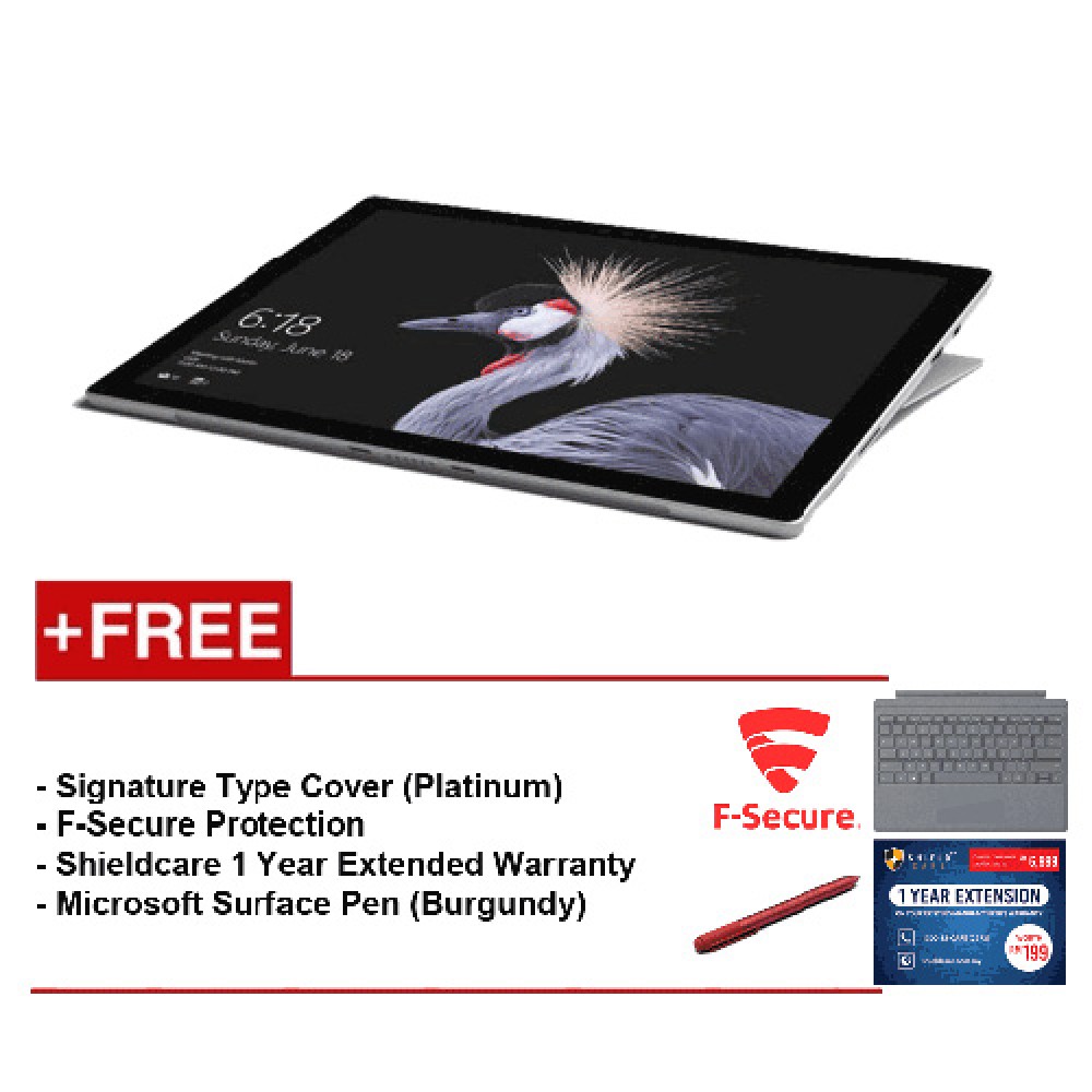 NEW Microsoft Surface Pro-Core i5 8G/256GB Free Surface Pro Type Cover (Platinum) + Shieldcare 1 Year Extended Warranty + F-Secure End Point Protection + Microsoft Surface Pen (Burgundy) NEW Microsoft Surface Pro-Core i5 8G/256GB Free Surface Pro Type Cover (Platinum) + Shieldcare 1 Year Extended Warranty + F-Secure End Point Protection + Microsoft Surface Pen (Burgundy)