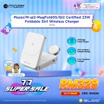 Mazer MagFold05/Qi2 Certified 23W Foldable 3in1 Wireless Charger - White 8881304544818