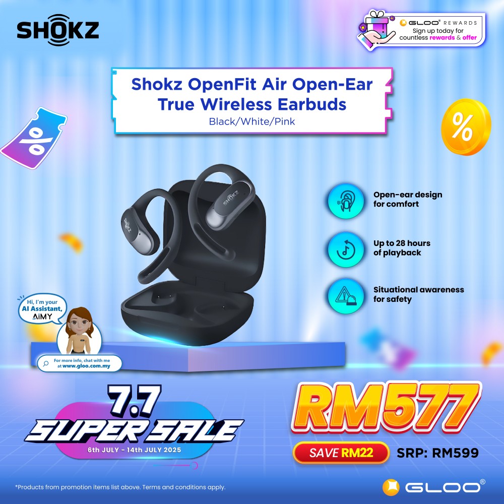 Shokz OpenFit Air Open-Ear True Wireless Earbuds - Black T511-ST-BK 810092678663
