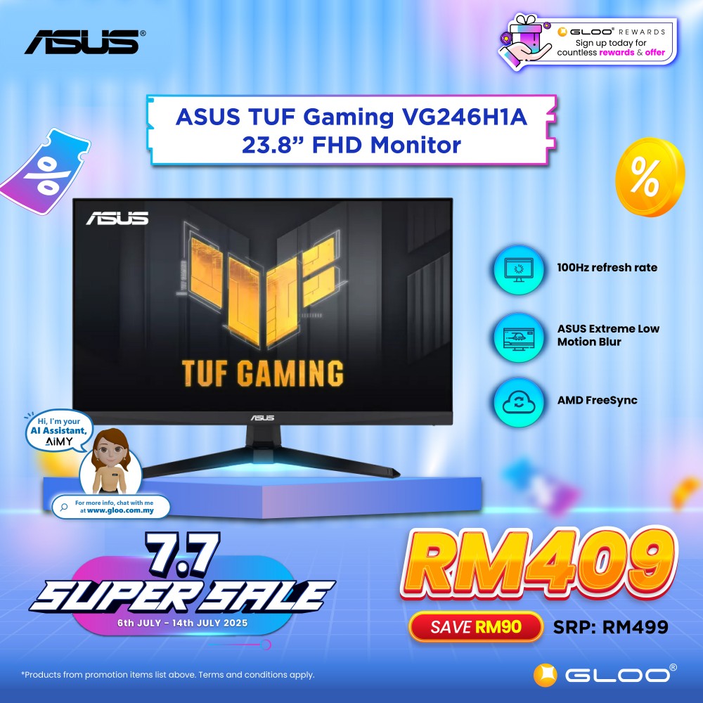 ASUS TUF Gaming VG246H1A 23.8” FHD Monitor (90LM08F0-B01110)