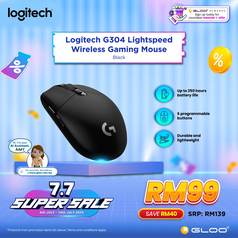 Logitech G304 Lightspeed Wireless Gaming Mouse - black 910-005284