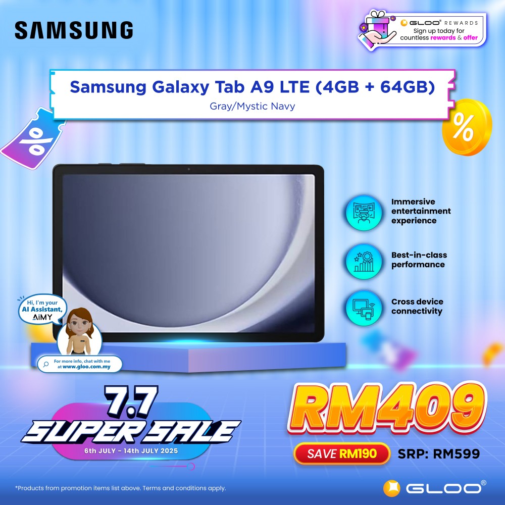 Samsung Galaxy Tab A9 LTE (4GB + 64GB) Dark Blue (SM-X115NDBAXME)