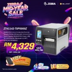 ZEBRA ZT411 4-inch Industrial Thermal Transfer Printer 203 dpi with 4.3-inch Color Touch Display, UK/AU/JP/EU Cords, USB, 10/100 Ethernet, Bluetooth 4.1/MFi,  (ZT41142-T0P0000Z)