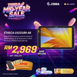 Zebra ET45 Enterprise Android Tablets 8" WXGA Display 1D 2D Bluetooth 5.0 WiFi & Cellular (ET45CA-101D1B0-A6)