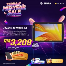 Zebra ET45 Enterprise Android Tablets 10.1" WUXGA Display 1D 2D Bluetooth 5.0 WiFi & Cellular (ET45CB-101D1B0-A6)