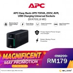 APC Easy UPS BVX 700VA, 230V, AVR, USB Charging, Universal Sockets BVX700LUI-MS - Black
