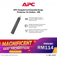 APC SurgeArrest Essential Surge Protector, 6x Outlets - 2M (PME6B-UK)