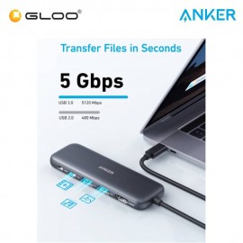 Anker 332 USB-C Hub 5-In-1 to HDMI/USB-C Port/2 USB-A Ports/PD-in port