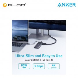 Anker 332 USB-C Hub 5-In-1 to HDMI/USB-C Port/2 USB-A Ports/PD-in port