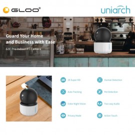 Uniarch S3E Pro 5MP WiFi PT CCTV Camera 360° Auto Tracking Dual Light Night Vision
