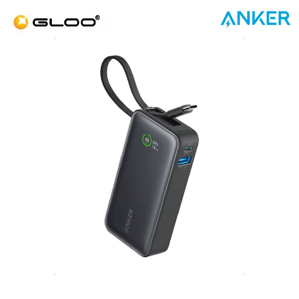 Anker A1259 Nano Power Bank 10K Portable Charger with Built-in USB C Cable - Black