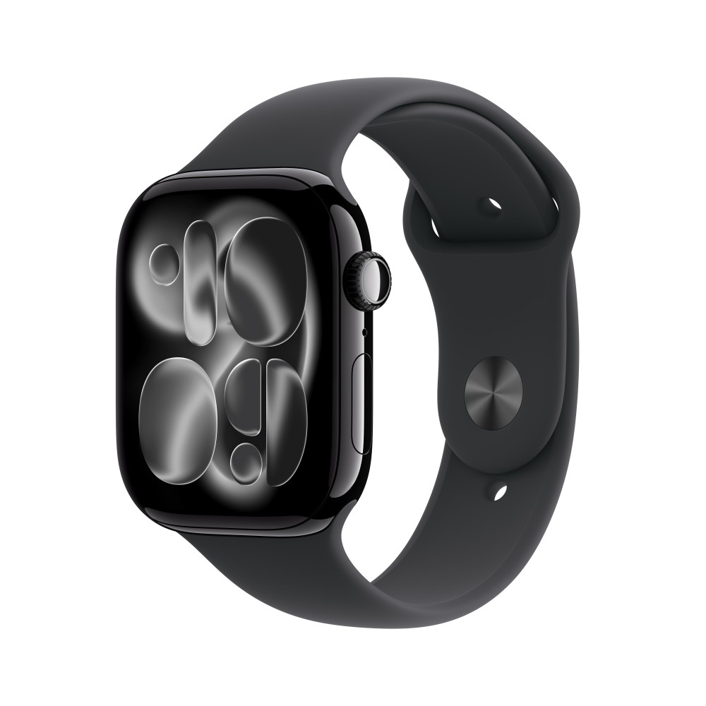 Apple Watch Series 11 GPS + Cellular 46mm Jet Black Aluminium Case with Black Sport Band - S/M MFC24X/A