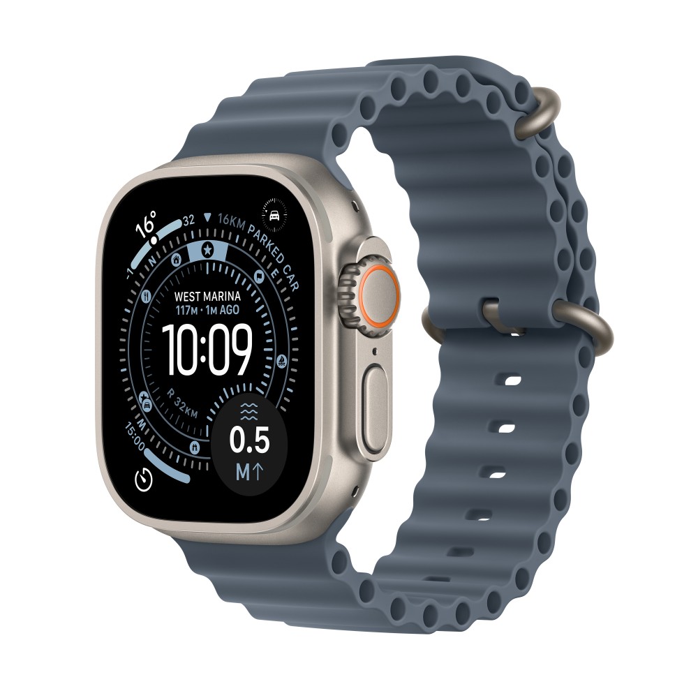 Apple Watch Ultra 3 GPS + Cellular 49mm Natural Titanium Case with Anchor Blue Ocean Band MEWH4X/A