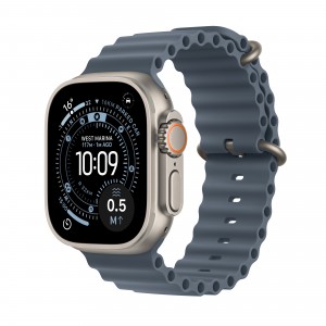 Apple Watch Ultra 3 GPS + Cellular 49mm Natural Titanium Case with Anchor Blue Ocean Band MEWH4X/A