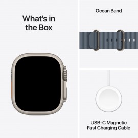 Apple Watch Ultra 3 GPS + Cellular 49mm Natural Titanium Case with Anchor Blue Ocean Band MEWH4X/A