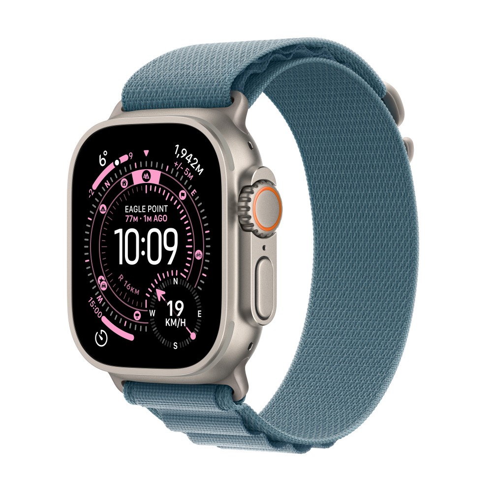 Apple Watch Ultra 3 GPS + Cellular 49mm Natural Titanium Case with Light Blue Alpine Loop - Large MEWP4X/A