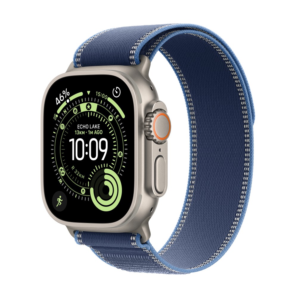 Apple Watch Ultra 3 GPS + Cellular 49mm Natural Titanium Case with Blue/Bright Blue Trail Loop - M/L MEWU4X/A