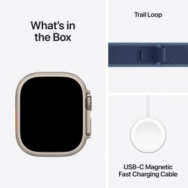 Apple Watch Ultra 3 GPS + Cellular 49mm Natural Titanium Case with Blue/Bright Blue Trail Loop - M/L MEWU4X/A