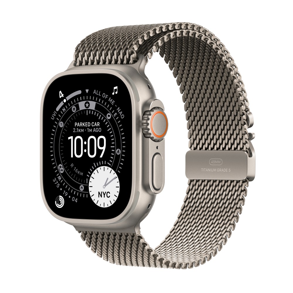 Apple Watch Ultra 3 GPS + Cellular 49mm Natural Titanium Case with Natural Titanium Milanese Loop - Large MF0E4X/A