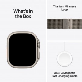 Apple Watch Ultra 3 GPS + Cellular 49mm Natural Titanium Case with Natural Titanium Milanese Loop - Large MF0E4X/A