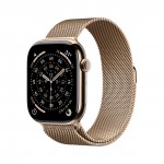 Apple Watch Series 11 GPS + Cellular 46mm Gold Titanium Case with Gold Milanese Loop - S/M MFD74X/A