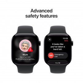 Apple Watch Series 11 GPS + Cellular 46mm Jet Black Aluminium Case with Black Sport Band - S/M MFC24X/A