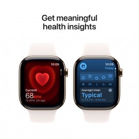 Apple Watch Series 11 GPS + Cellular 46mm Gold Titanium Case with Light Blush Sport Band - S/M MFD54X/A