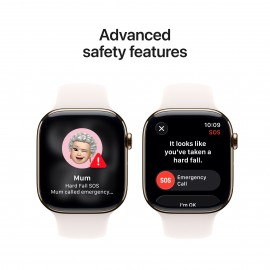 Apple Watch Series 11 GPS + Cellular 46mm Gold Titanium Case with Light Blush Sport Band - S/M MFD54X/A