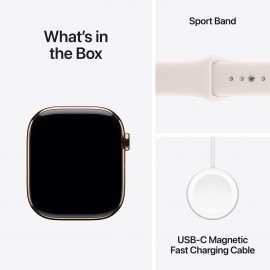 Apple Watch Series 11 GPS + Cellular 46mm Gold Titanium Case with Light Blush Sport Band - S/M MFD54X/A