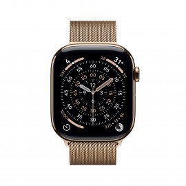 Apple Watch Series 11 GPS + Cellular 46mm Gold Titanium Case with Gold Milanese Loop - S/M MFD74X/A