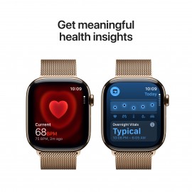 Apple Watch Series 11 GPS + Cellular 46mm Gold Titanium Case with Gold Milanese Loop - S/M MFD74X/A