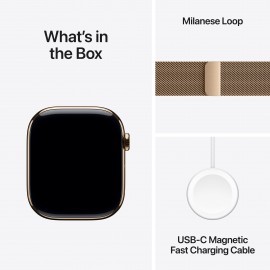 Apple Watch Series 11 GPS + Cellular 46mm Gold Titanium Case with Gold Milanese Loop - S/M MFD74X/A