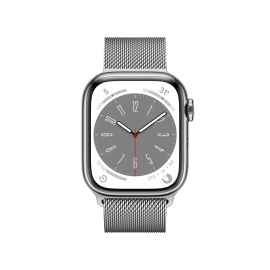 Apple Watch Series 8 GPS + Cellular, 41mm Silver Stainless Steel Case with Silver Milanese Loop