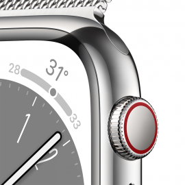 Apple Watch Series 8 GPS + Cellular, 41mm Silver Stainless Steel Case with Silver Milanese Loop