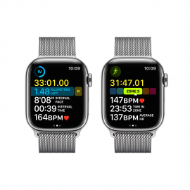 Apple Watch Series 8 GPS + Cellular, 41mm Silver Stainless Steel Case with Silver Milanese Loop
