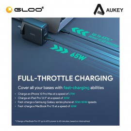 AUKEY 3-Port 65W Omnia II PD & Super Fast Charging (PPS) Wall Charger - Black PA-B6T 689323784806