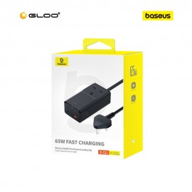 Baseus GaN5 Pro PowerCombo On Powerstrip AC+2U+2C 65W 1.5m UK Cluster Black (Include:Type-C to type-C 5A 1m)