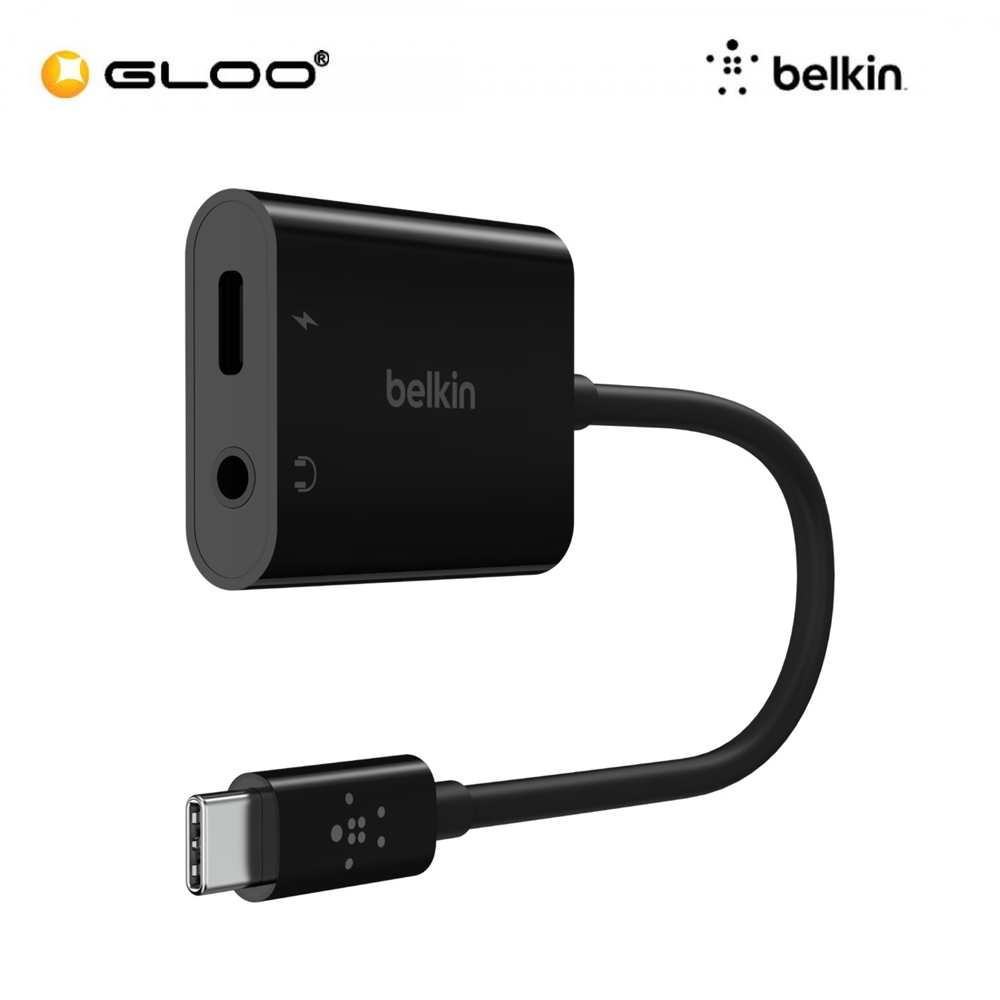 Belkin RockStar™ 3.5mm Audio + USB-C Charge Adapter 16CM CABLE NPA004btBK