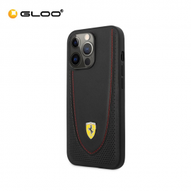FERRARI On Track Genuine Leather & Perforated Effect Back Case for iPhone 13 Pro, Black 3666339025335