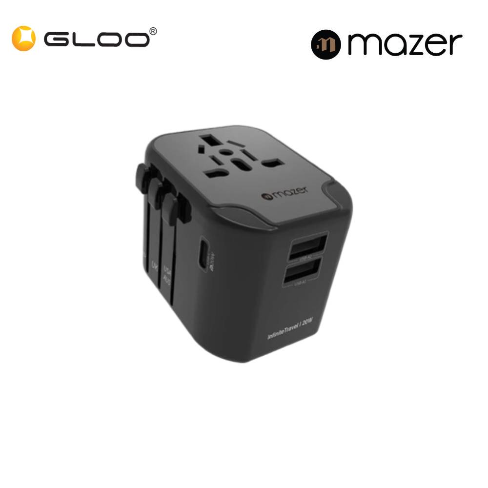 Mazer IFTravel120PD Infinite PD20W 1C2A World Travel Charger - BlackGrey 8881304544627