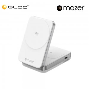 Mazer MagFold02/Qi2 Certified 20W Foldable 2in1 Wireless charger - White 8881304544795