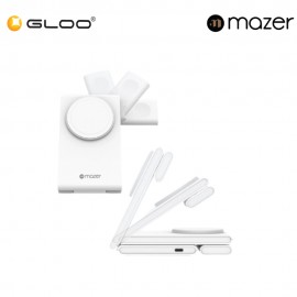 Mazer MagFold02/Qi2 Certified 20W Foldable 3in1 Wireless charger - White 8881304544795