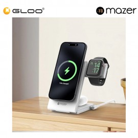 Mazer MagFold02/Qi2 Certified 20W Foldable 3in1 Wireless charger - White 8881304544795