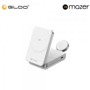 Mazer MagFold05/Qi2 Certified 23W Foldable 3in1 Wireless Charger - White 8881304544818