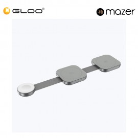 Mazer MagTrifold03 Qi2 Certified 15W 3-in-1 Foldable Wireless Travel Charger - Grey 8881304545181
