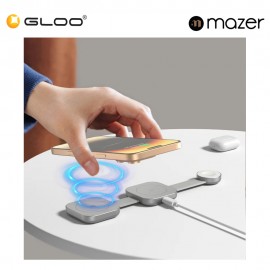 Mazer MagTrifold03 Qi2 Certified 15W 3-in-1 Foldable Wireless Travel Charger - Grey 8881304545181