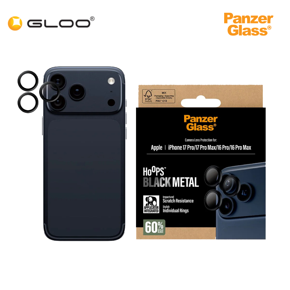 PanzerGlass® Hoops® Black Camera Lens Protector iPhone 17 Pro | iPhone 17 Pro Max | iPhone 16 Pro | 16 Pro Max 5715685025624