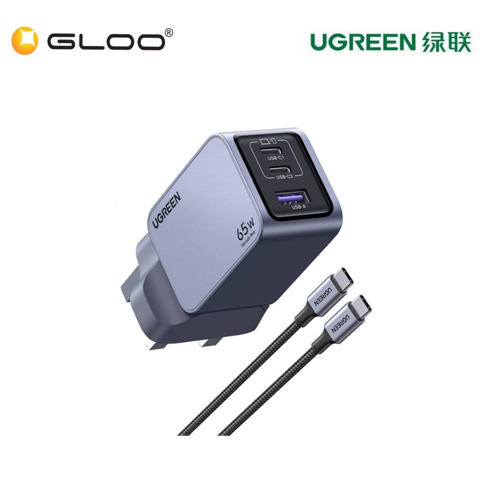 UGREEN NEXODE PRO 65W 2C1A GAN FAST CHARGER+USB-C TO USB-C CABLE 100W 1.5M UG-X755-25872