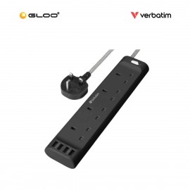 Verbatim Power Strip 4 Outlets with 4 USB 1.8m - Black (Max Output: 3250W) 66685 4895117966853