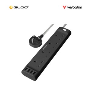 Verbatim Power Strip 4 Outlets with 4 USB 1.8m - Black (Max Output: 3250W) 66685 4895117966853
